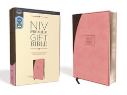 Niv, Premium Gift Bible, Leathersoft, Pink/Brown, Red Letter Edition, Comfort Print|Zondervan