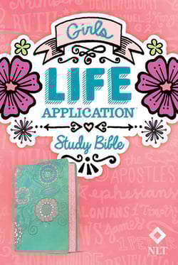 NLT Girls Life Application Study Bible (Leatherlike, Teal/Pink Flowers)|New Living Translation